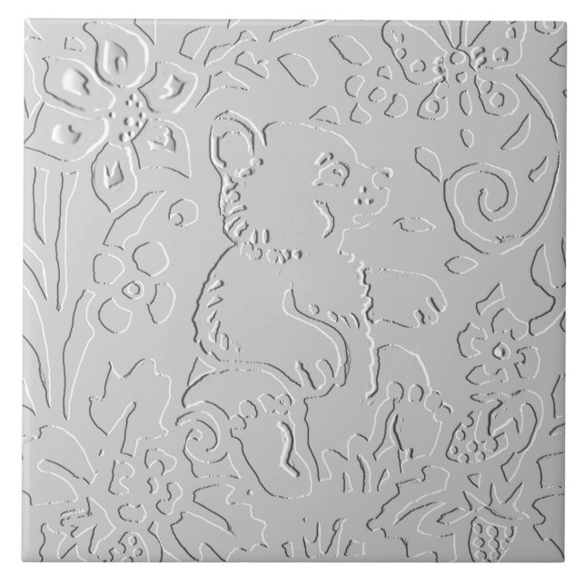 Carreau Ours blanc gris noir boisé boisé animal (Devant)