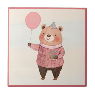 Carreau Ours Casquette floral avec pull-over rose
