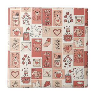 Carreau Ours mignon - Douce forêt de bois pastel (6)
