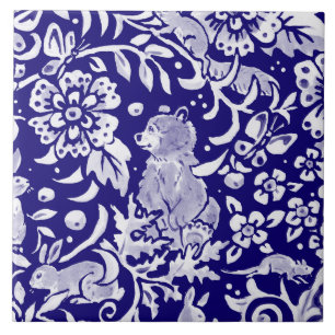 Carreau Ours MURAL Bleu Bois de la Marine foncée en haut à