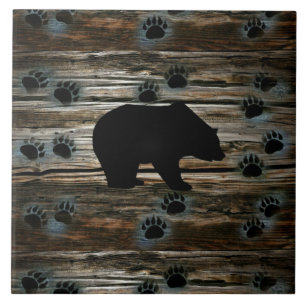 Carreau Ours noir Pâtes d'ours noir Bois rustique