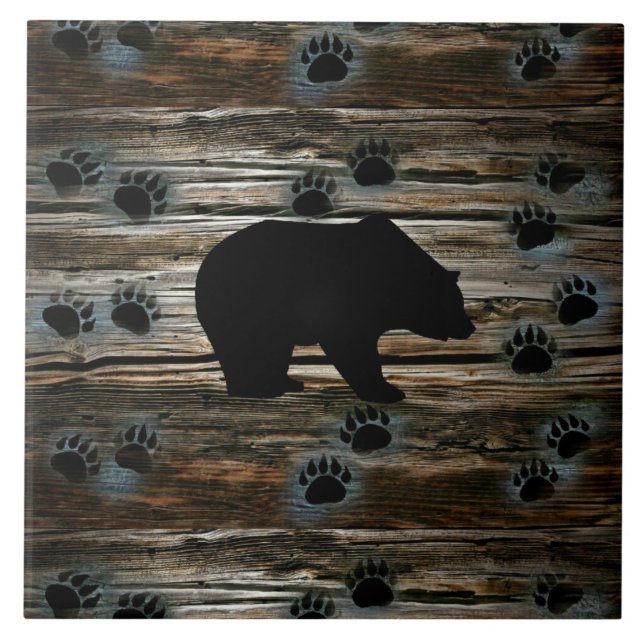Carreau Ours noir Pâtes d'ours noir Bois rustique (Devant)