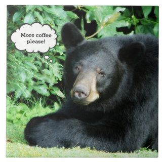 Carreau Ours noir - "Plus de café s'il vous plaît"
