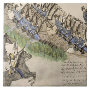 Carreau Ouverture de la bataille du Little Big Horn (encre