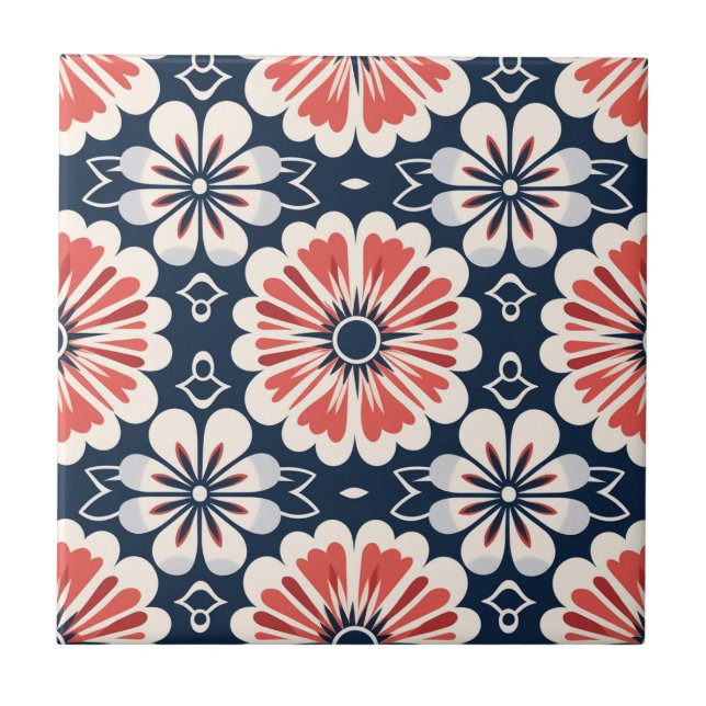 Carreau Owen Jones Inspiré Art Nouveau Motif Floral (Devant)