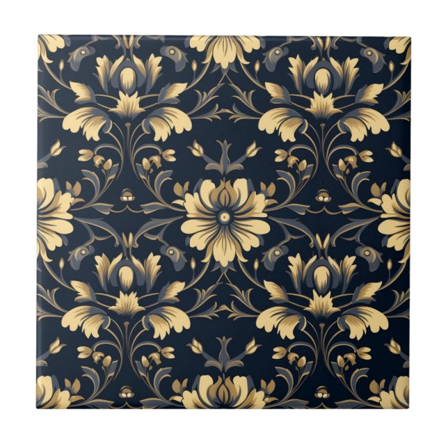 Carreau Owen Jones Inspiré Art Nouveau Motif Floral (Devant)
