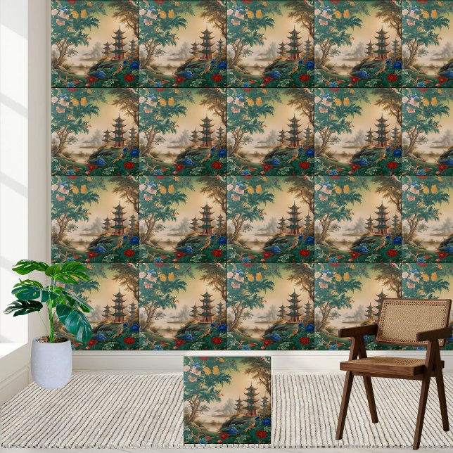 Carreau Pagode de Chinoiserie et Carrelage de la nature (Enchanting Chinoiserie Pagoda and Nature Tile)