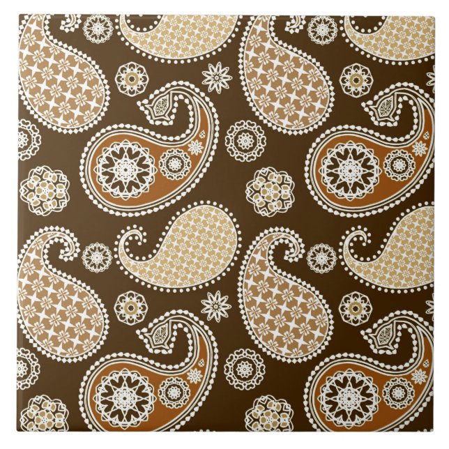 Carreau Paisley motif, Chocolat Brown et Tan (Devant)