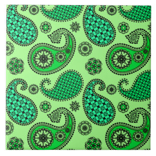 Carreau Paisley motif, jade et vert menthe