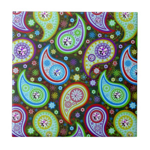 Carreau Paisley Motif moderne 4-Diamond Studs