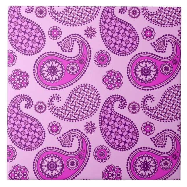 Carreau Paisley motif, orchidée et améthyste violet (Devant)