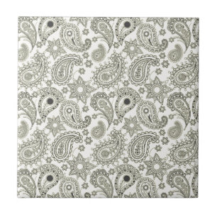 Carreau Paisley noir sur le blanc