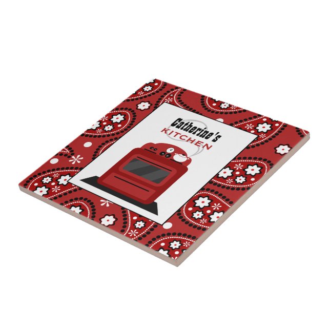 Carreau Paisley rouge et rétro tuile de cuisine de (Côté)