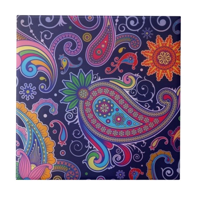 Carreau Paisley violet rose (Devant)