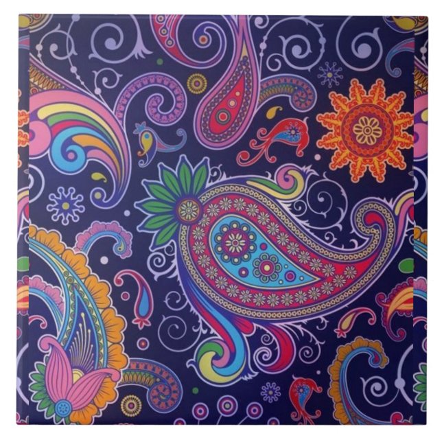 Carreau Paisley violet rose (Devant)