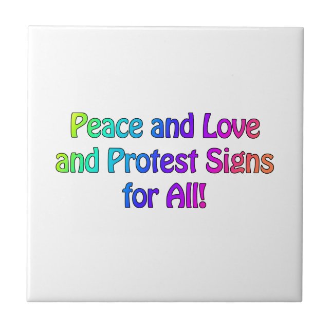 Carreau Paix et Amour et signes de protestation pour tous (Devant)