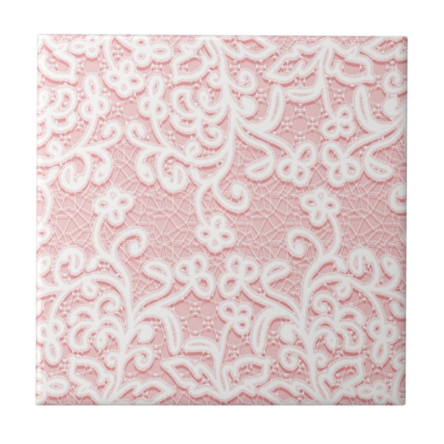 Carreau Pâlissez - la dentelle rose, blanc, cru, (Devant)