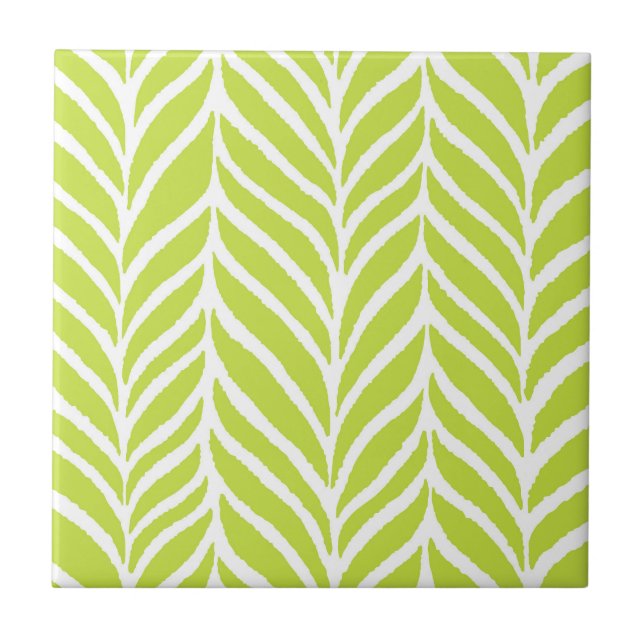 Carreau Palm Feuille Motif Chartreuse Green (Devant)