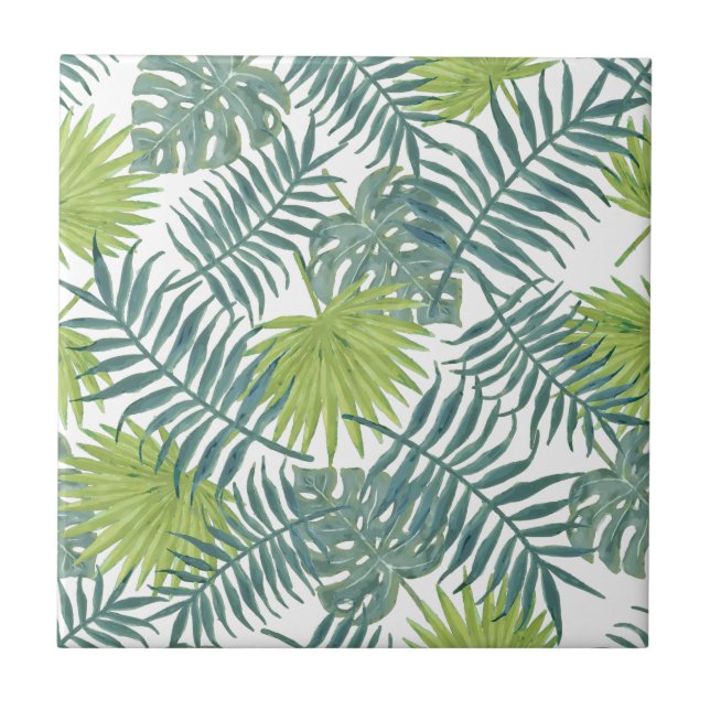 Carreau Palm Tree Fronds Peinture hawaïenne (Devant)