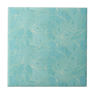 Carreau Palme tropicale bleu clair motif feuille luxe