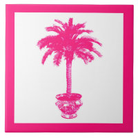 Palmier mis en pot - rose fuchsia et blanc