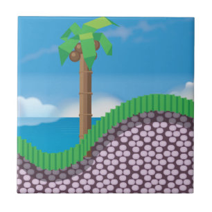 Carreau Palmiers de jeu vidéo vintage.