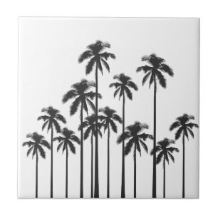 Carreau Palmiers tropicaux exotiques noirs et blancs