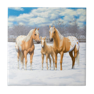 Carreau Palomino Appaloosa Chevaux En Neige
