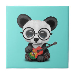 Carreau Panda de bébé jouant la guitare portugaise de