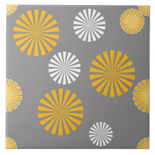 Carreau Pandelions Abstraits, stylisés, gris, jaune, blanc