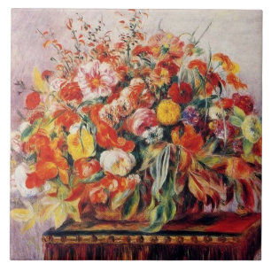 Carreau Panier de fleurs Pierre Auguste Renoir vintage