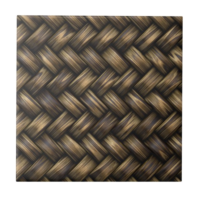 Carreau Panier de motif tissé par armure en osier de rotin (Devant)
