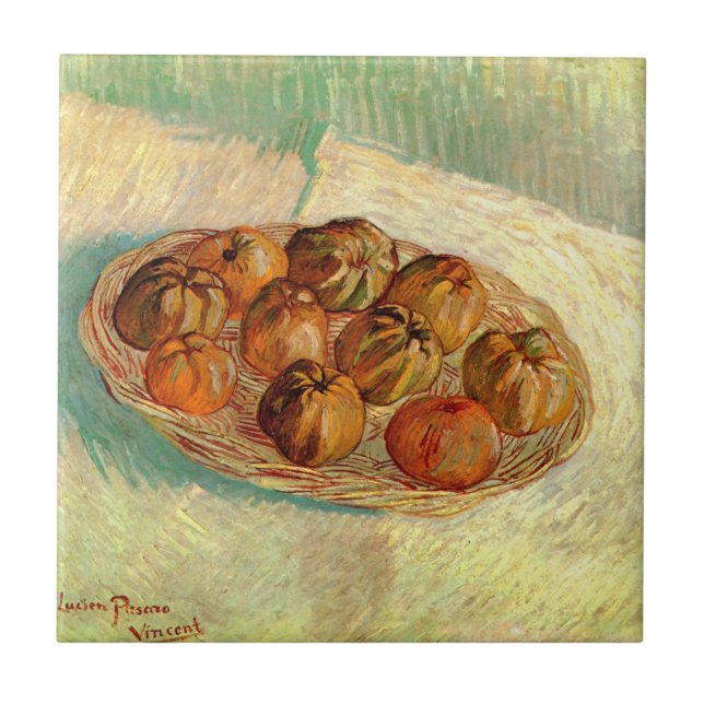 Carreau Panier de pommes à Pissarro par Vincent van Gogh (Devant)