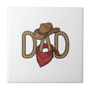 Carreau Papa Cowboy Corda Chapeau Bandana Gravure Vintage 