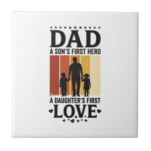 Carreau Papa Fils Premier Héros Fille Premier Amour Vintag