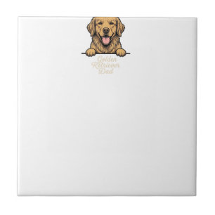 Carreau Papa Golden Retriever Gravure Vintage