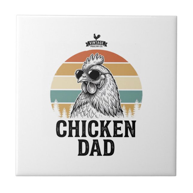 Carreau Papa Poule Vintage Coucher de soleil Drôle Amateur (Devant)