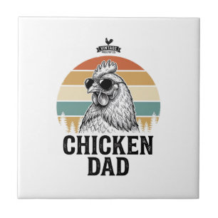 Carreau Papa Poule Vintage Sunset Drôle Amateur de Poule S