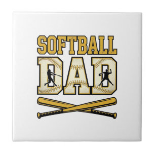 Carreau Papa Softball Gravure Vintage Graphique de Batte_1