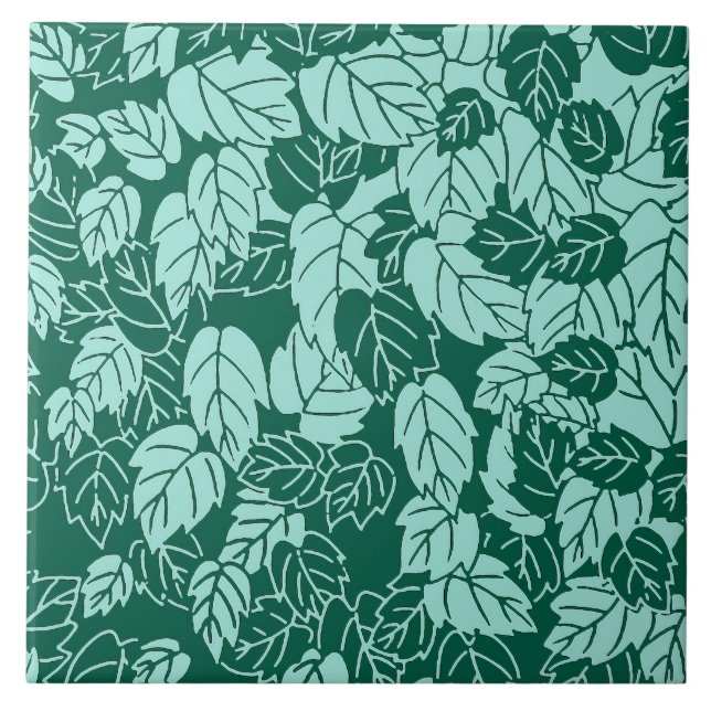 Carreau Papier à feuilles japonaises, Turquoise et Aqua (Devant)