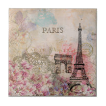 Papier Éphémère Fleuriste Vintage Paris Tour Eiffe