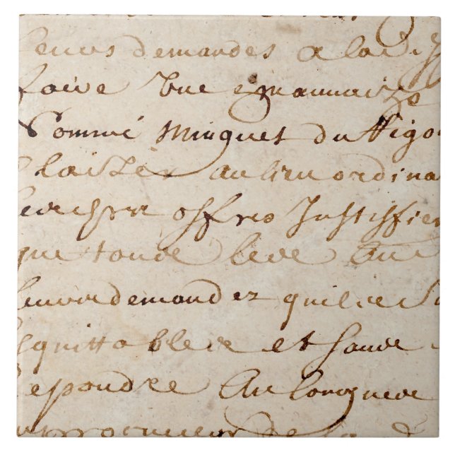 Carreau papier parcheminé grunge de manuscrit français (Devant)