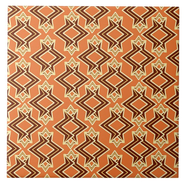 Carreau Papier peint Art Déco Motif, Terracotta / Rust (Devant)
