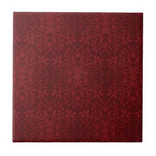 Carreau Papier peint floral rouge détaillé