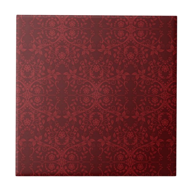 Carreau Papier peint floral rouge détaillé (Devant)