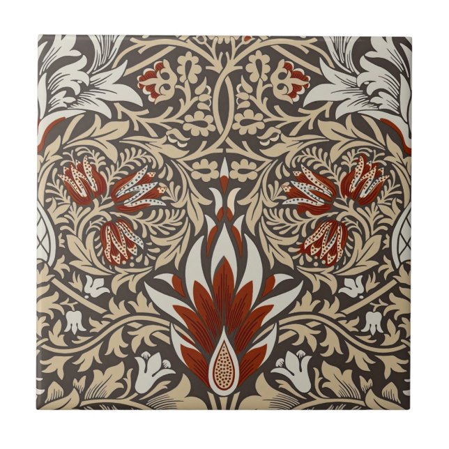 Carreau Papier peint floral Terreux Brun de William Morris (Devant)