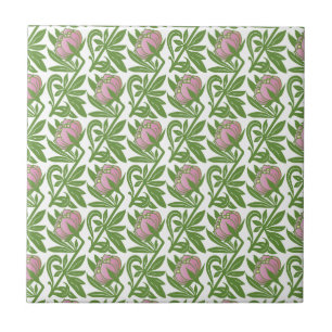 Carreau Papier peint nénuphars rose Art Nouveau