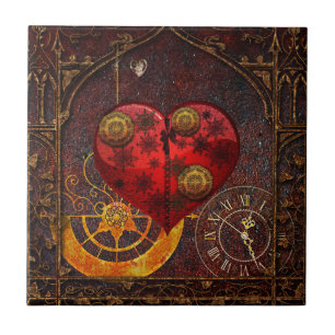 Carreau Papier peint vintage de coeurs de Steampunk