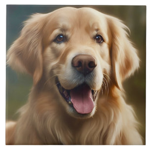 Carreau Papier poterie Golden Retriever Chien Portrait