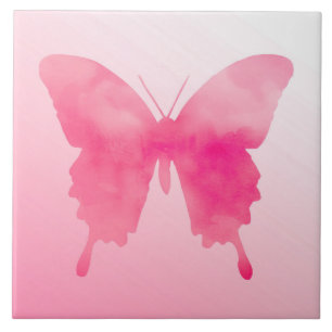 Carreau Papillon aquarelle - Fuchsia et rose